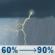Today: Showers and thunderstorms. Mostly cloudy, with a high near 80. Southwest wind 5 to 10 mph. Chance of precipitation is 90%. New rainfall amounts less than a tenth of an inch possible. Today: Showers And Thunderstorms
